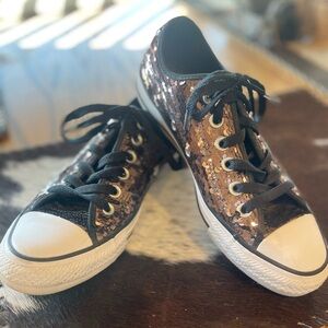 Black Sequin Converse Shoes 🤩